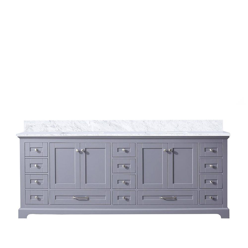 Dukes 84" Dark Grey Double Vanity with White Carrara Marble Top