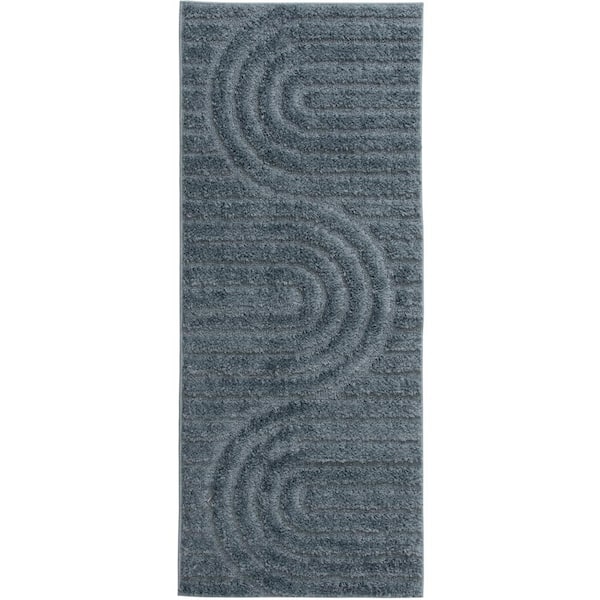 Oathil Stone Blue 2 ft. x 5 ft. Geometric Runner Rug