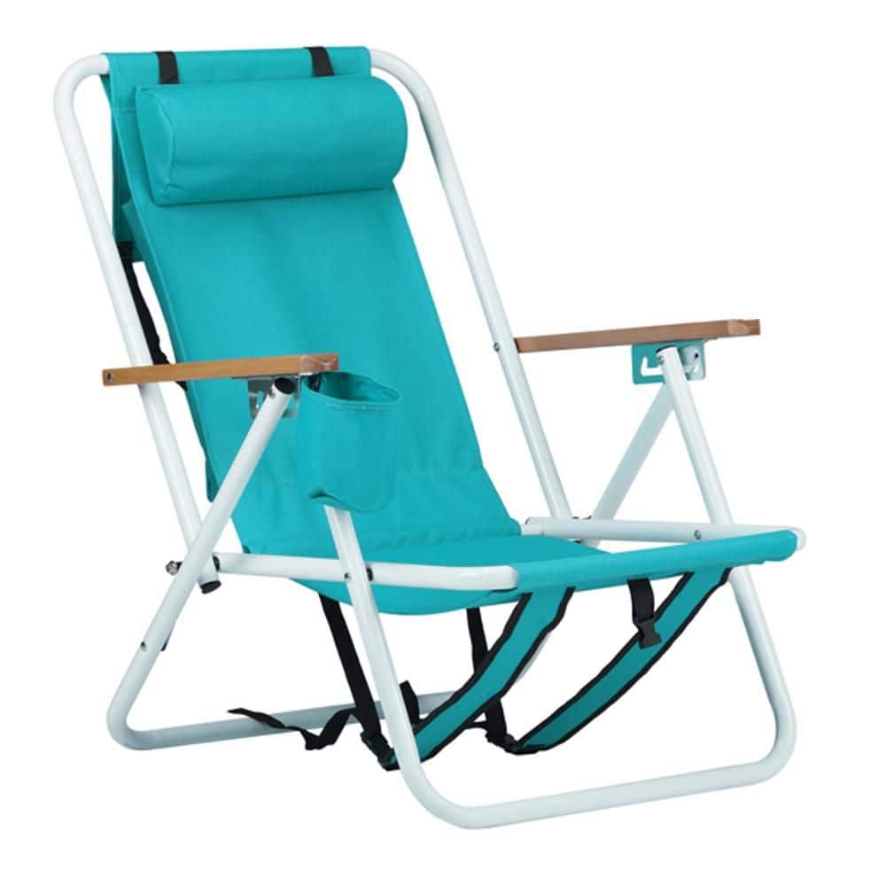 23 in. x 21.7 in. x 31.5 in. Green Metal Folding Beach Chair, 4 Position Portable Beach Chair with Headrest Cup Holder price history on PriceWatchPro