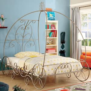 Nilsen Champagne Twin Princess Carriage Bed with Floral Accents