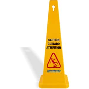 36 in. 4 Sided English/Spanish/French Caution Cone (Case of 3)