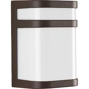Valera LED Collection 1-Light Architectural Bronze Matte White Acrylic Shade Modern Outdoor Small Wall Lantern Light