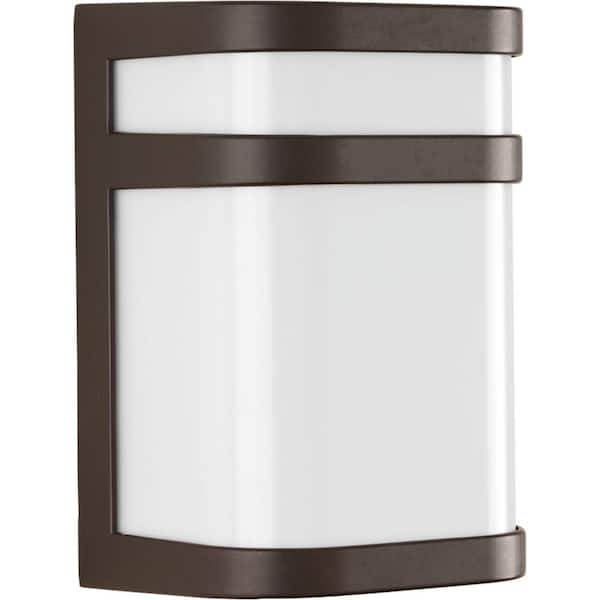 Progress Lighting Valera LED Collection 1-Light Architectural Bronze Matte White Acrylic Shade Modern Outdoor Small Wall Lantern Light