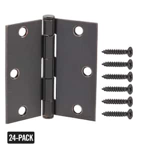 3-1/2 in. Square Corner Oil-Rubbed Bronze Door Hinge Value Pack (24-Pack)