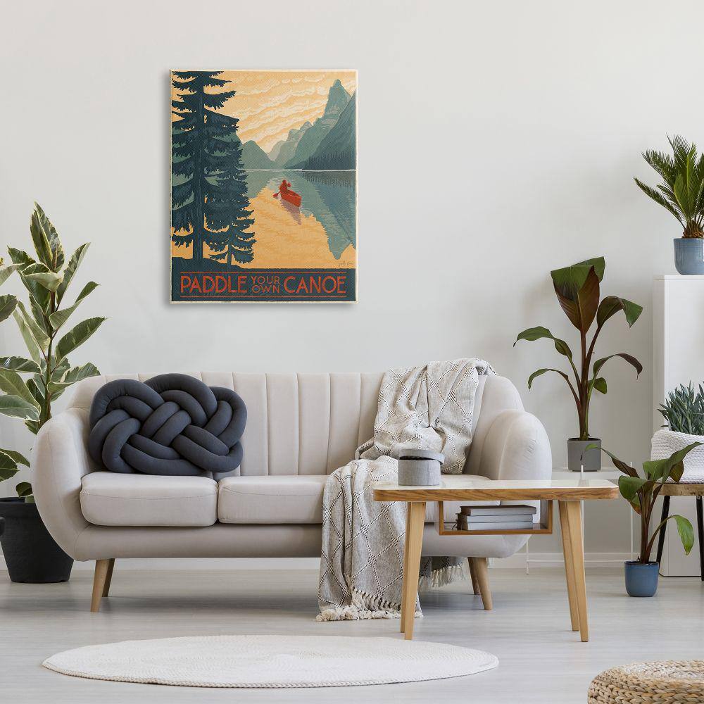 Paddle Your Own Canoe Mountain Lake Adventure Canvas Wall Art