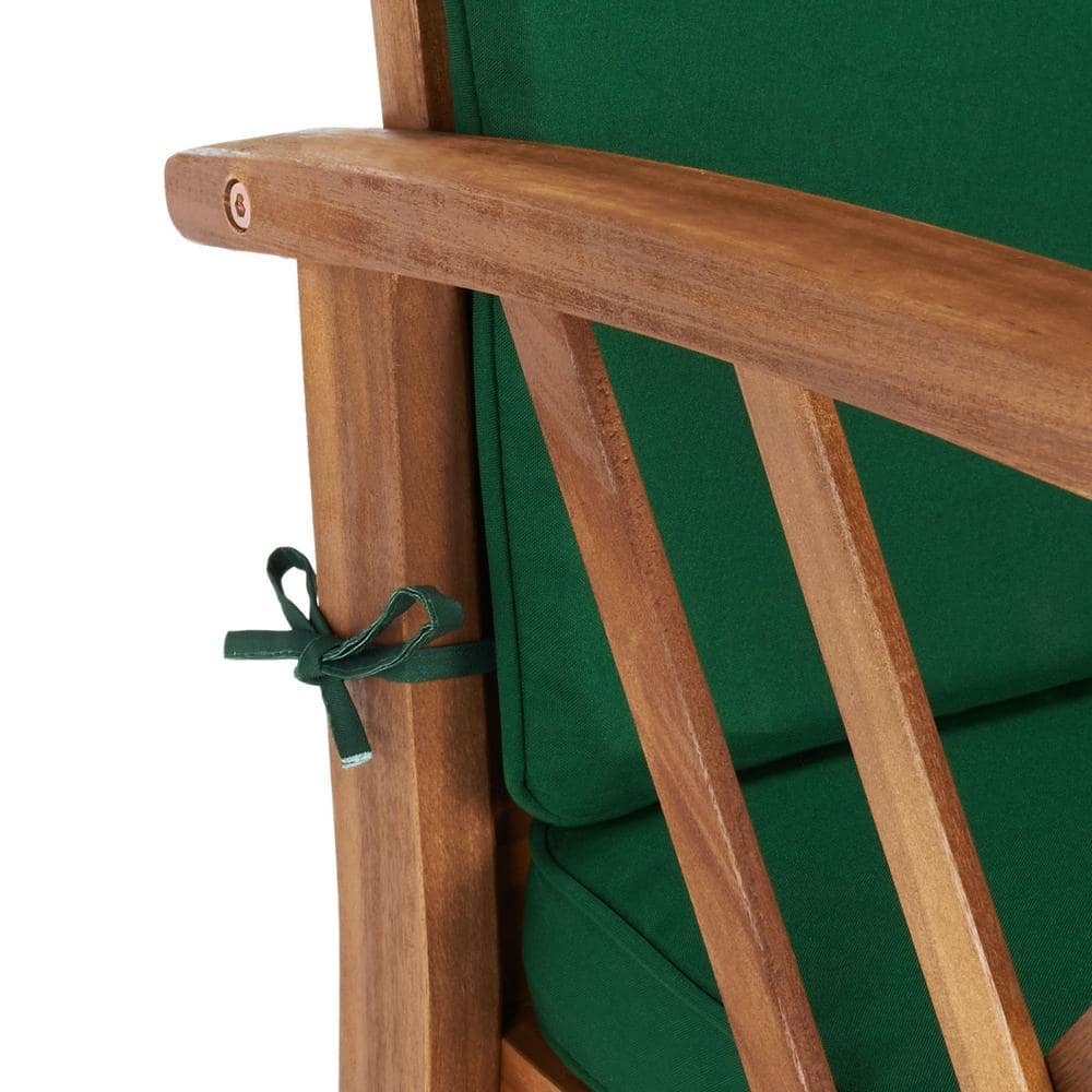 Fontana Natural Acacia Wood 4-Piece Patio Set with Green Cushions