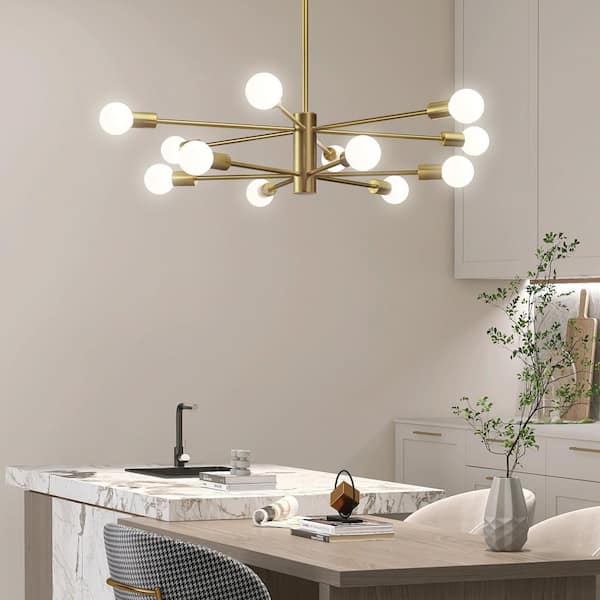 EDISHINE Klotilda 12-Light Plated Gold Dimmable Sputnik Modern