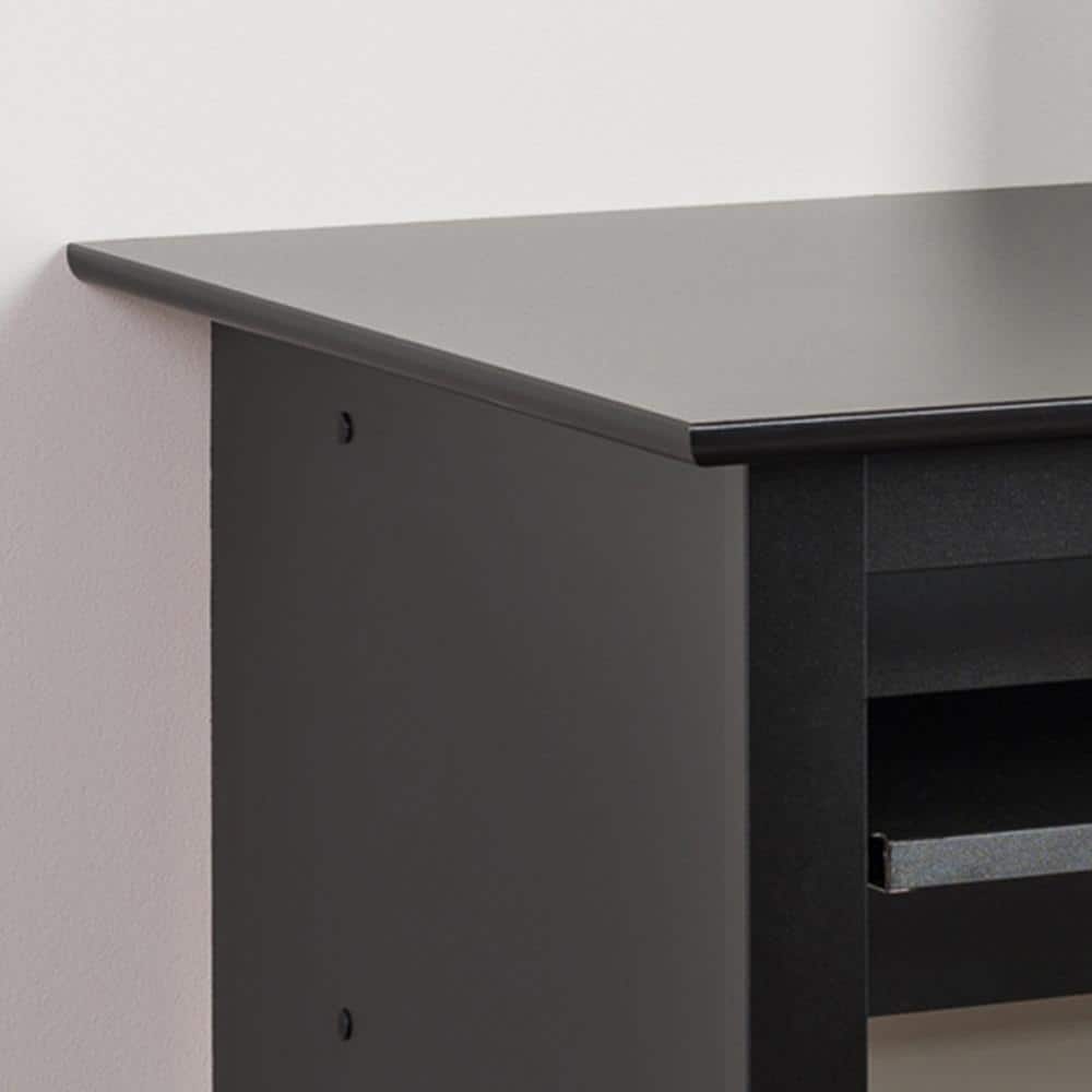 Sleek Black Wall-Mounted Computer Desk with Drawer and Keyboard Tray