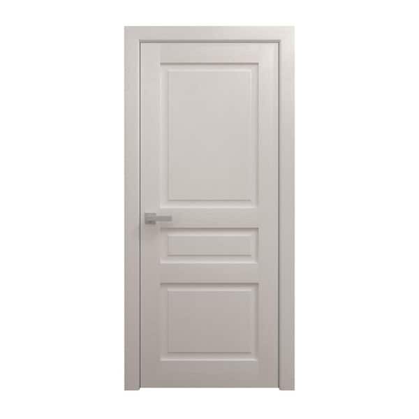 30 in. x 96 in. Painted Grey Oak Solid Wood Swing Door With Hardware