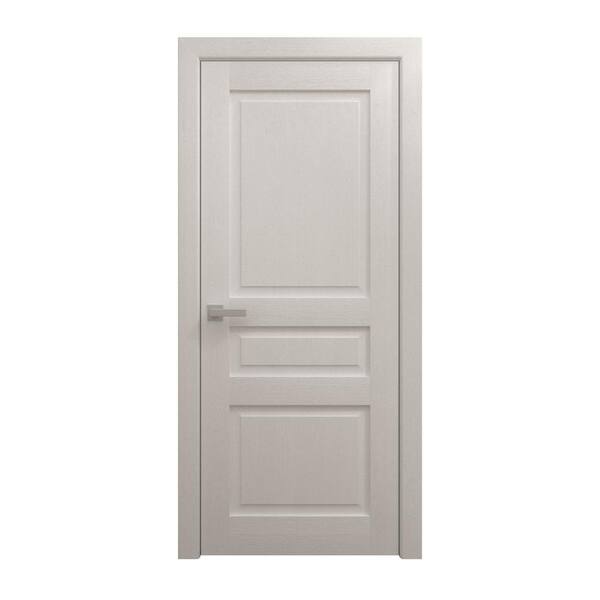 32 in. x 96 in. Painted Grey Oak Solid Wood Swing Door With Hardware