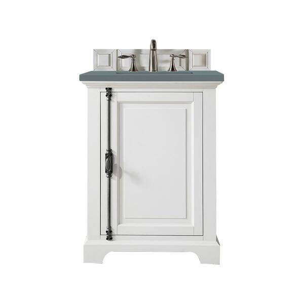 James Martin Vanities Providence 26.0 in. W x 23.5 in. D x 34.3 in. H Bathroom Vanity in Bright White with Cala Blue Quartz Top