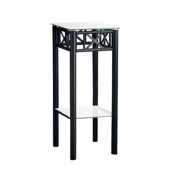 HomeRoots Jasmine 28 in. Black/ Clear Glass End Table