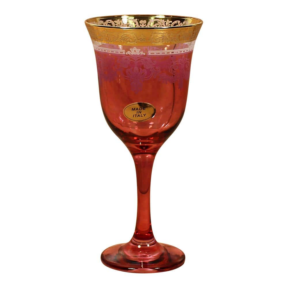 One Size Lorren Home Trends 9400 Gold Band Venetian Design Red Wine Goblets Clear Set of 6 