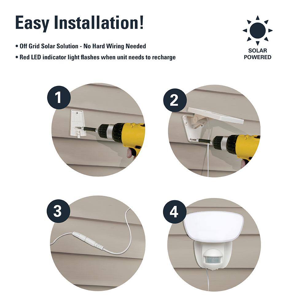White Solar LED Security Flood Light with Motion Sensor