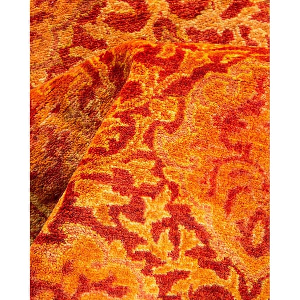 Mogul Orange 3 ft. x 11 ft. Oriental Wool Indoor Runner Rug