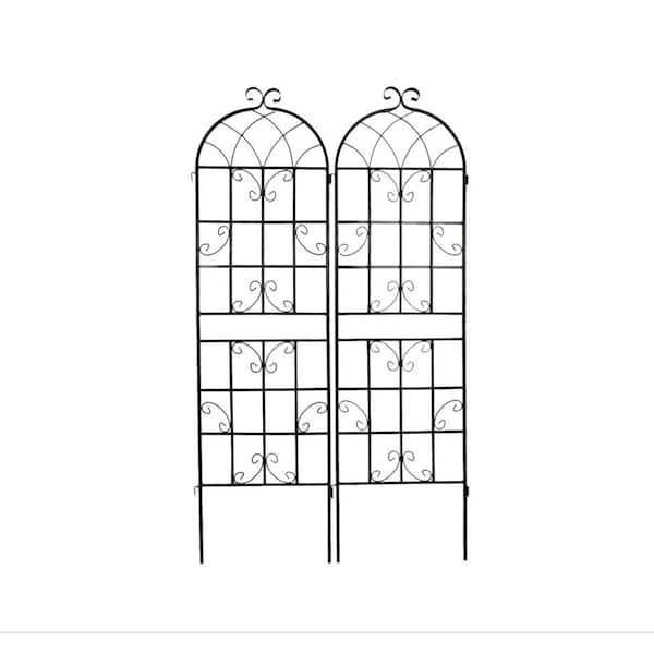 71 in. Metal 2 Pack Garden Trellis in Black