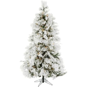 4 ft. Pre-Lit Flocked Frosted Fir Artificial Christmas Tree with Warm White LED Lights