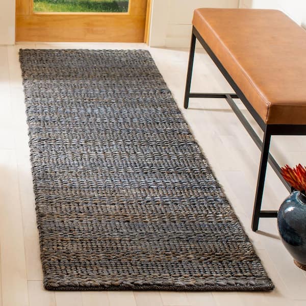 Natural Fiber Gray 2 ft. x 12 ft. Solid Runner Rug
