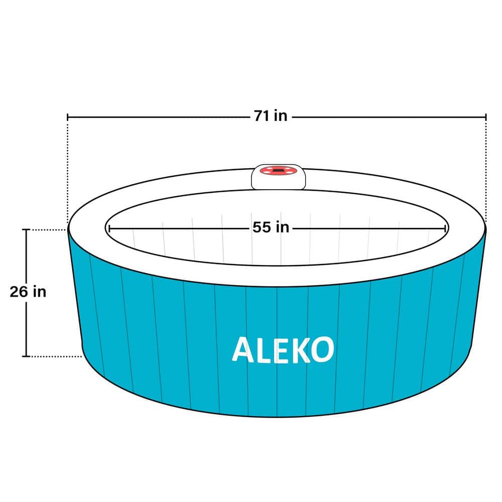 Round Inflatable Hot Tub with Cover for 4 Persons, Light Blue and White
