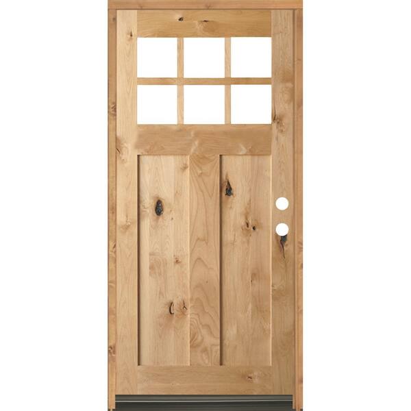 Krosswood Doors 36 in. x 80 in. Krosswood Craftsman Unfinished Rustic Knotty Alder Solid Wood Single Prehung Front Door