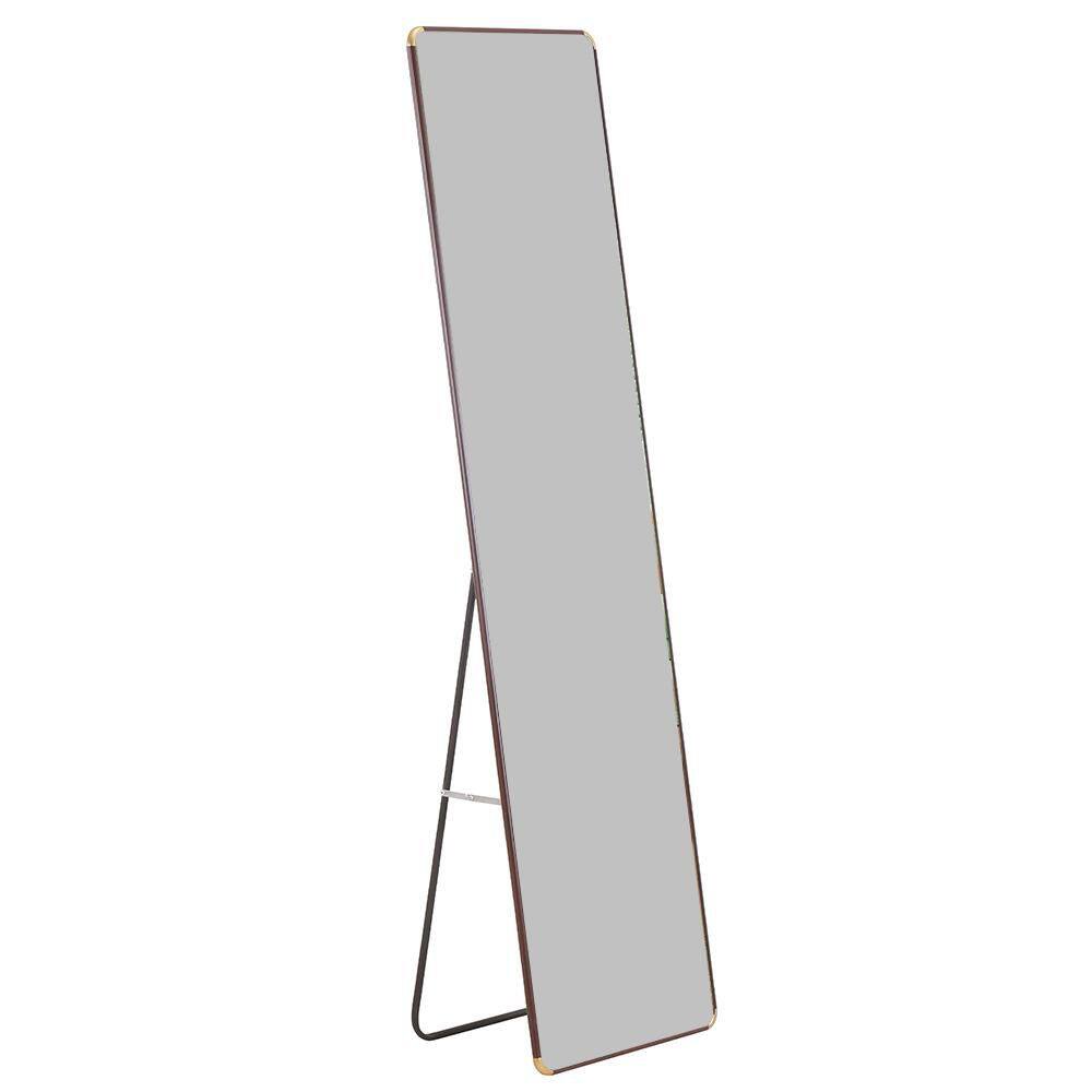 Brown 16.5 in. W x 60 in. H Farmhouse Rectangle Glass Framed Mirror Wall Mi