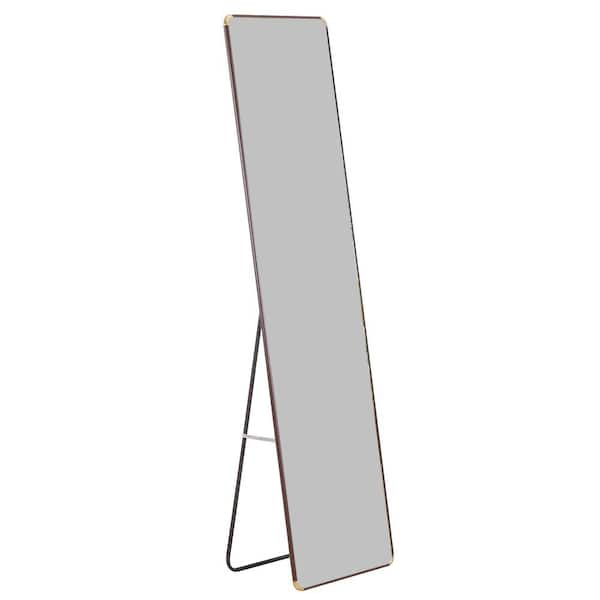 Unbranded Brown 16.5 in. W x 60 in. H Farmhouse Rectangle Glass Framed Mirror Wall Mirror Wall Decor Mirror
