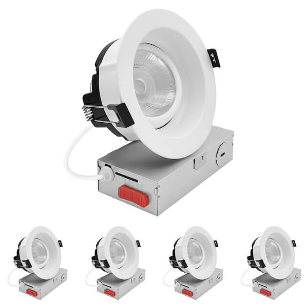4 In. Integrated LED Regressed Gimbal LED Light, 5CCT, 15W, 1250LM 360º + 30º Rotation, Dimmable, IC Rated, ETL 4 Pack