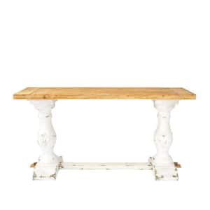 59 in. White Rectangle Wood Vintage Console Table