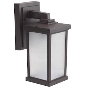 11.6 in. x 5 in. Bronze LED Square Composite Outdoor Wall Lantern Sconce with 4000K LED Lamp with Frost Acrylic Lens