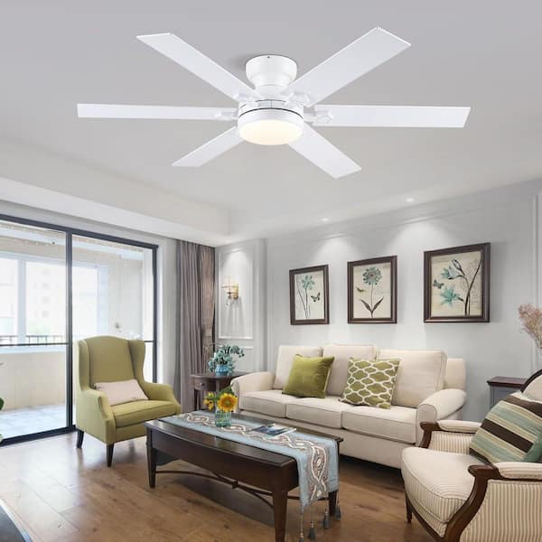 52 in. Indoor/Outdoor 6-Speed White Ceiling Fan with Integrated Dimmable LED Light and Remote/APP Control