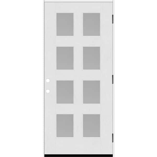 Steves & Sons Regency 42 in. x 80 in. 8L Modern Clear Glass RHOS Unfinished Fiberglass Prehung Front Door w/6 in. Jamb