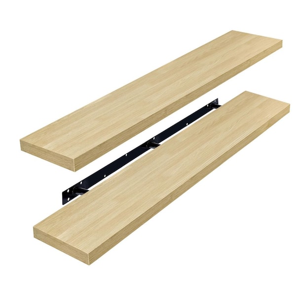 55 in. W x 9.25 in. D Maple Wood Floating Shelves, Decorative Wall Shelf (2 Pack)