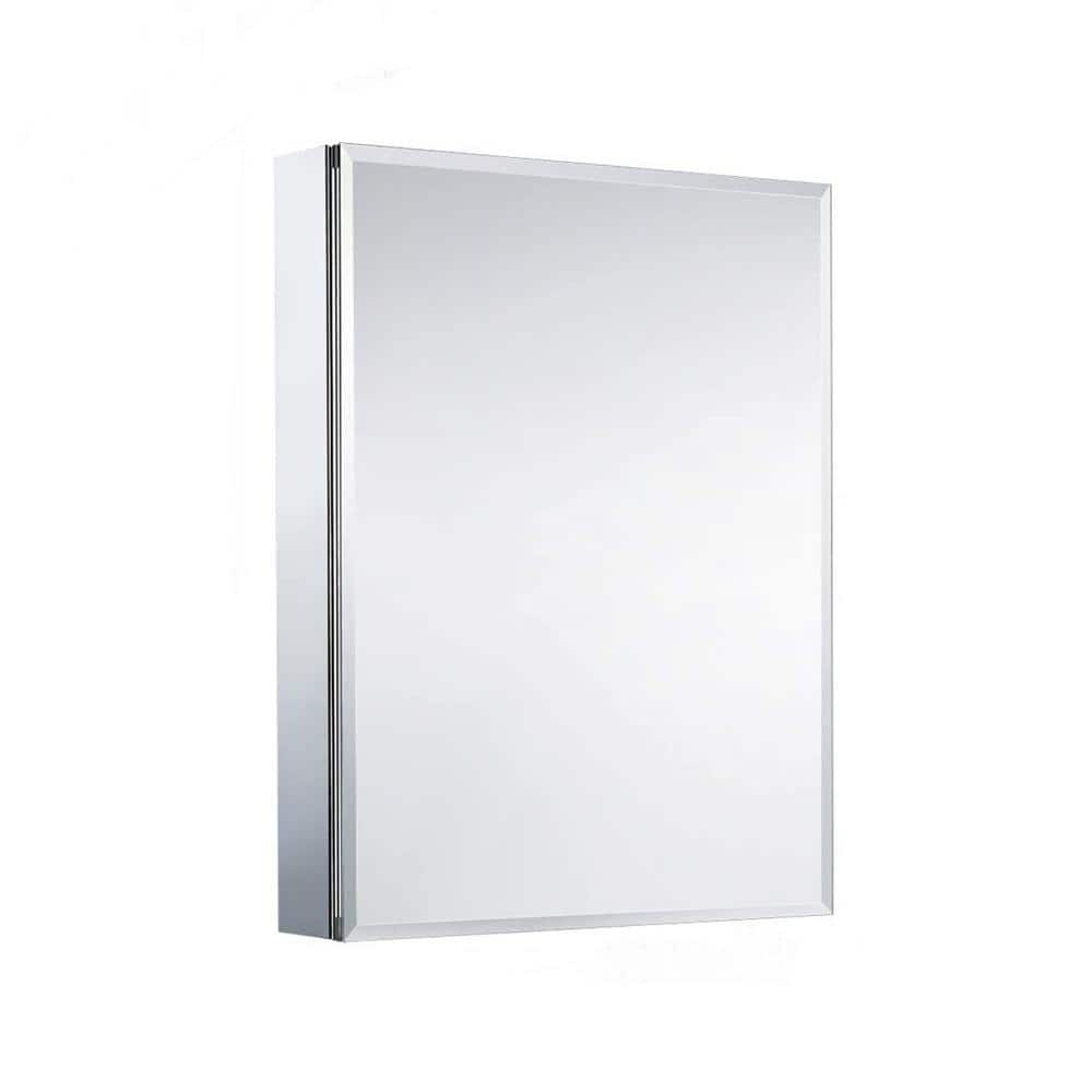 20 in. W x 26 in. H Medium Rectangular Silver Aluminium Recessed/Surface Mount Medicine Cabinet with Mirror and Shelf