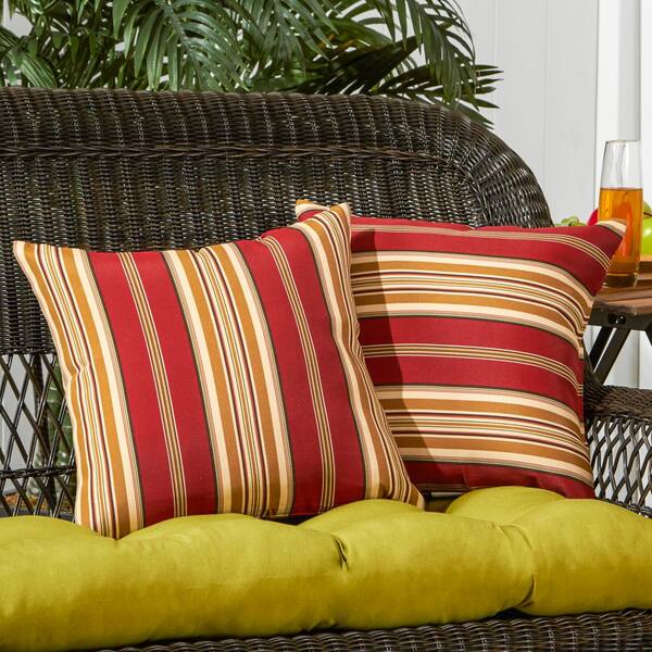 Greendale Home Fashions Roma Stripe Square Outdoor Throw Pillow 2 Pack OC4803S2 ROMSTRIPE The Home Depot