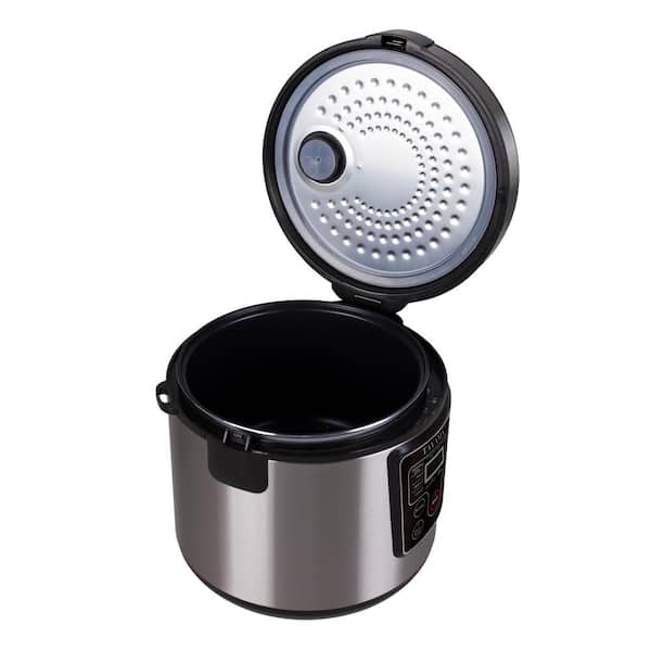 Westinghouse Rice Cooker, Hot Cereal Oatmeal Cooker, Food Steamer, 20 Cup,  Stainless Steel and Black