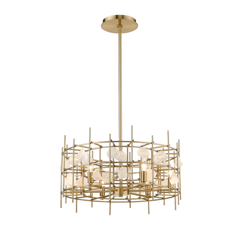 Garroway 6-Light Aged Brass Chandelier with No Shade