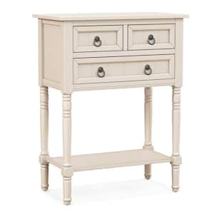 24 in. Beige Rectangle Wood Console Table Entryway Table with 3-Drawers Open Shelf for Hallway Living Room Beige