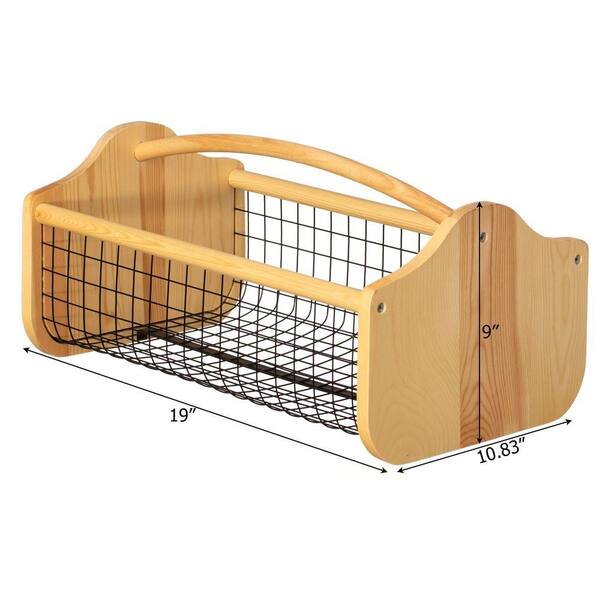 Gardenised Natural Curved Handle Basket 19 in. x 11 in. x 9 in