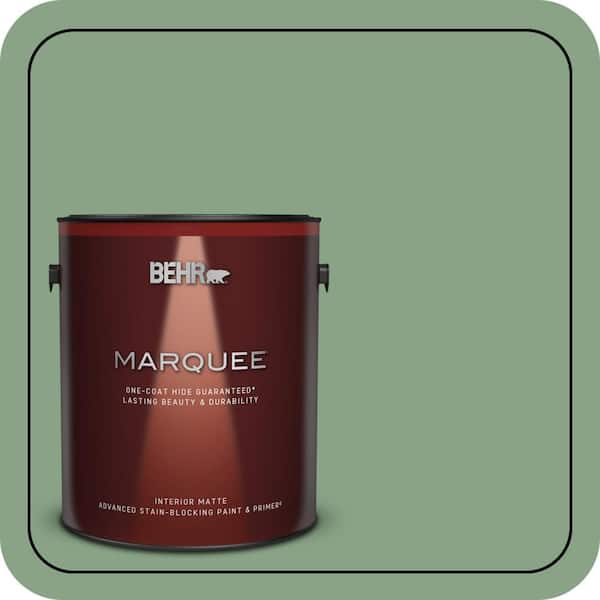 BEHR MARQUEE 1 gal. #S400-5 Gallery Green One-Coat Hide Matte Interior Paint & Primer