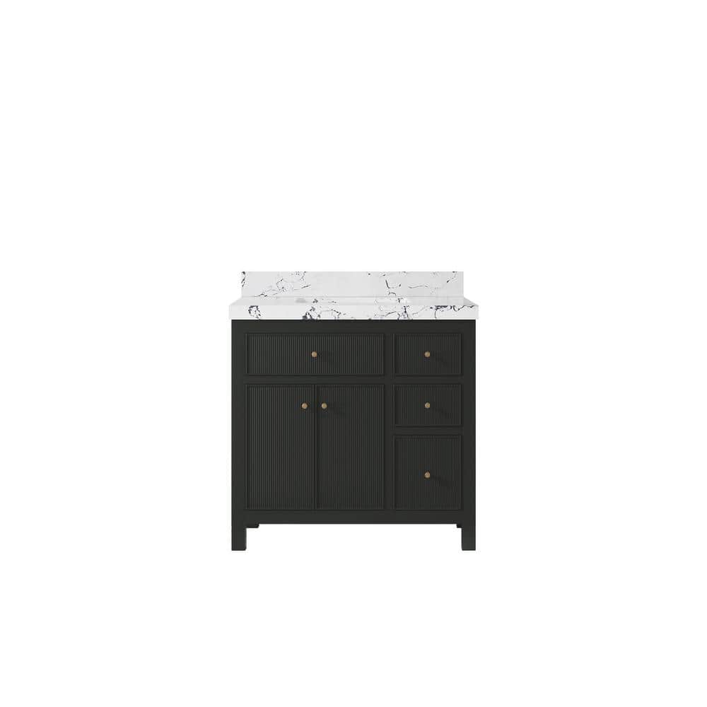 Sonoma 36 in. Single Sink Freestanding Black Top Bath Vanity with Viola Night Quartz Top Unassembled price history on PriceWatchPro