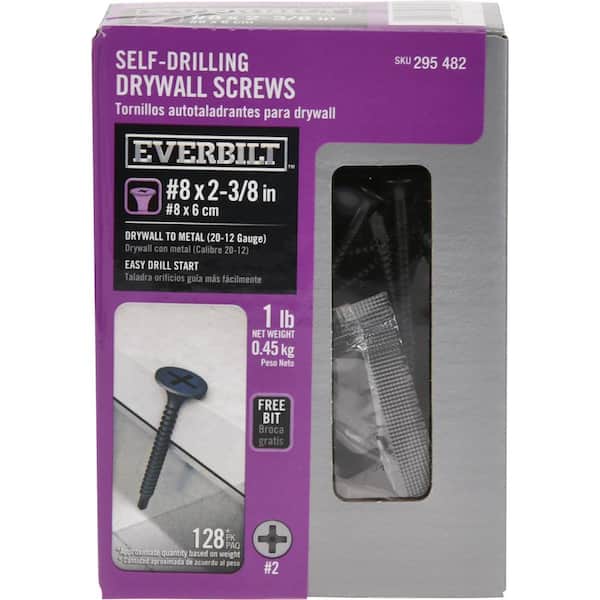 Everbilt #8 x 2-3/8 in. Self-Drilling Drywall Screw 1 lb.-Box (128-Piece)