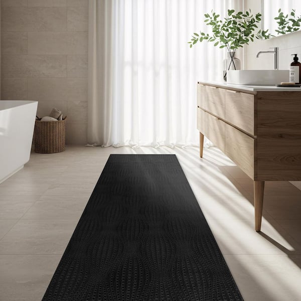 Beverly Rug Harmony 2 x 7 ft. Black Non-Slip Rubber Back Washable