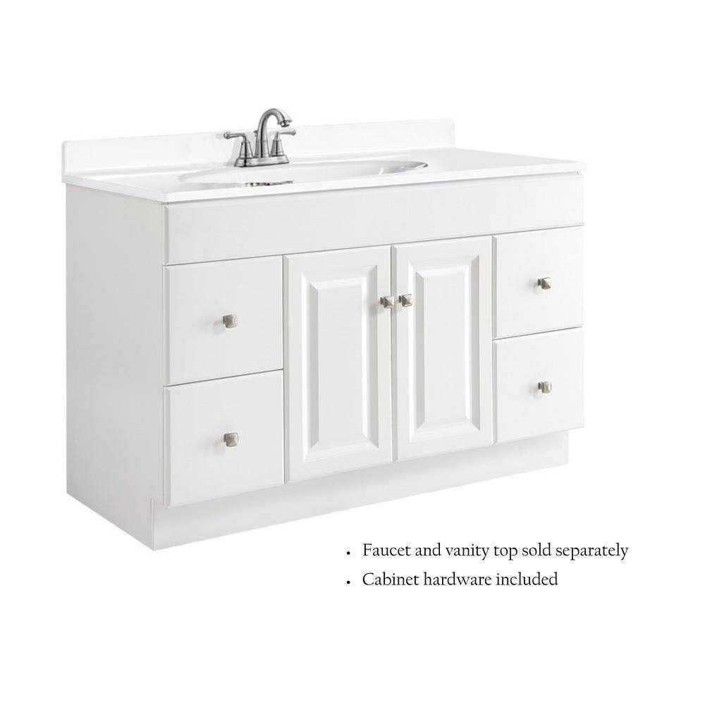 Wyndham 48-Inch Semi-Gloss White MDF Freestanding Bathroom Vanity