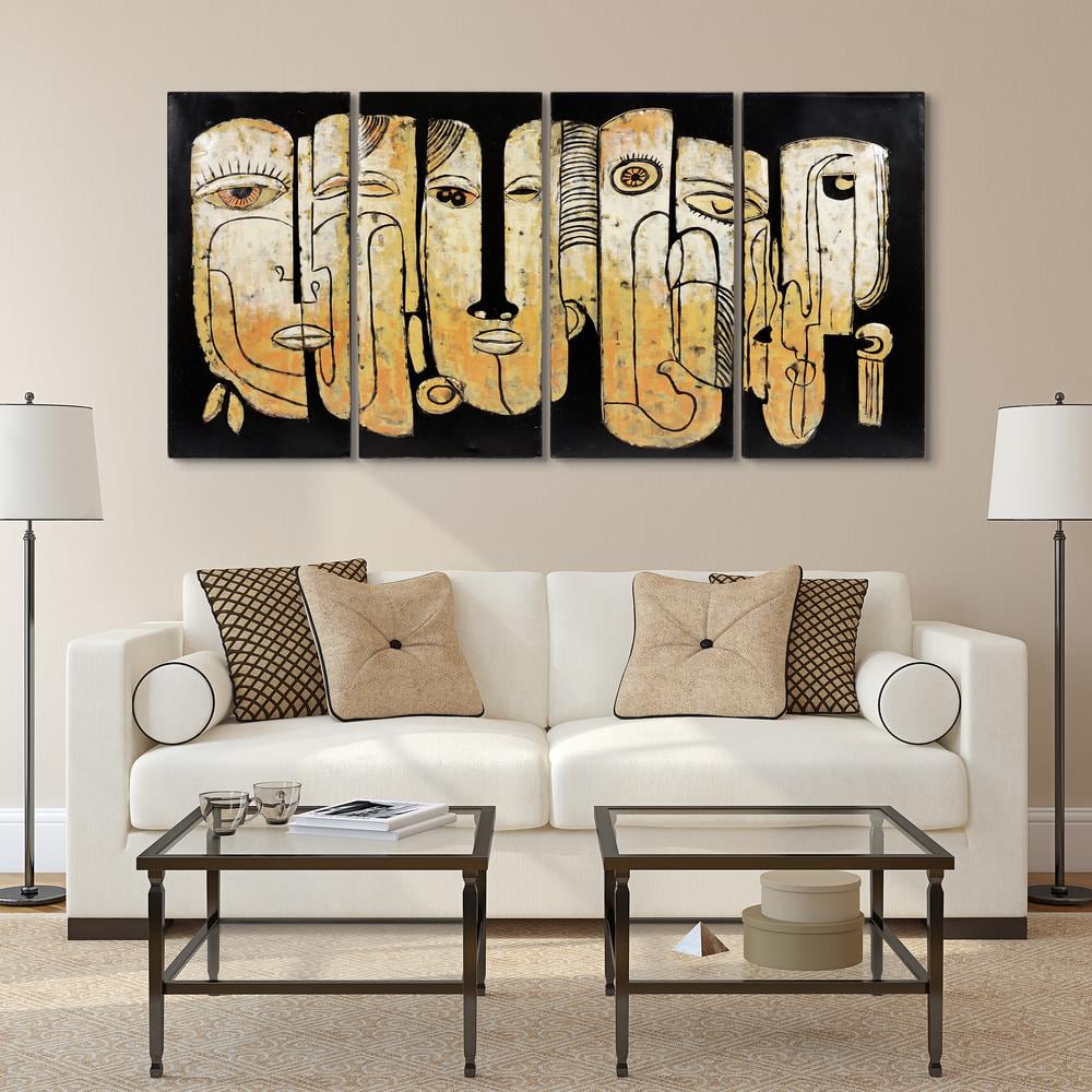 Totem Poles Hand Painted Iron Abstract Wall Art, 64" x 32"