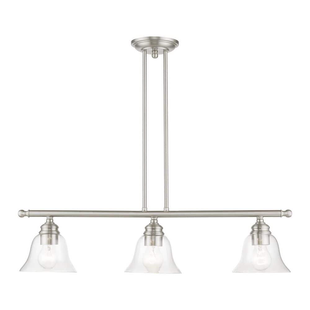 Crestridge 3-Light Brushed Nickel Linear Chandelier with Clear Glass price history on PriceWatchPro