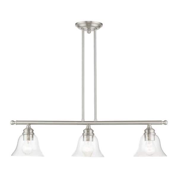 AVIANCE LIGHTING Crestridge 3-Light Brushed Nickel Linear Chandelier with Clear Glass