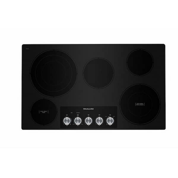 KitchenAid 36 in. Radiant Electric Cooktop in Stainless Steel with 5 Elements and Knob Controls