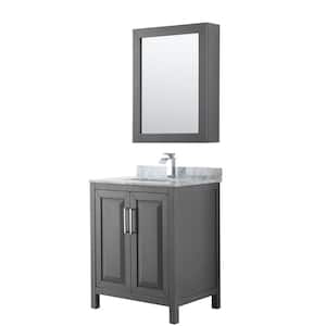 Daria 30 in. Single Bathroom Vanity in Dark Gray with Marble Vanity Top in Carrara White and Medicine Cabinet