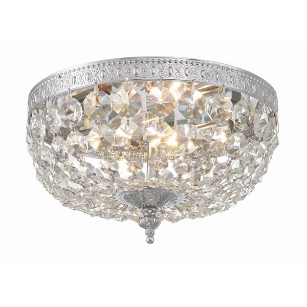 Crystorama Ceiling Mount 10 in. 2-Light Polished Chrome Flush Mount