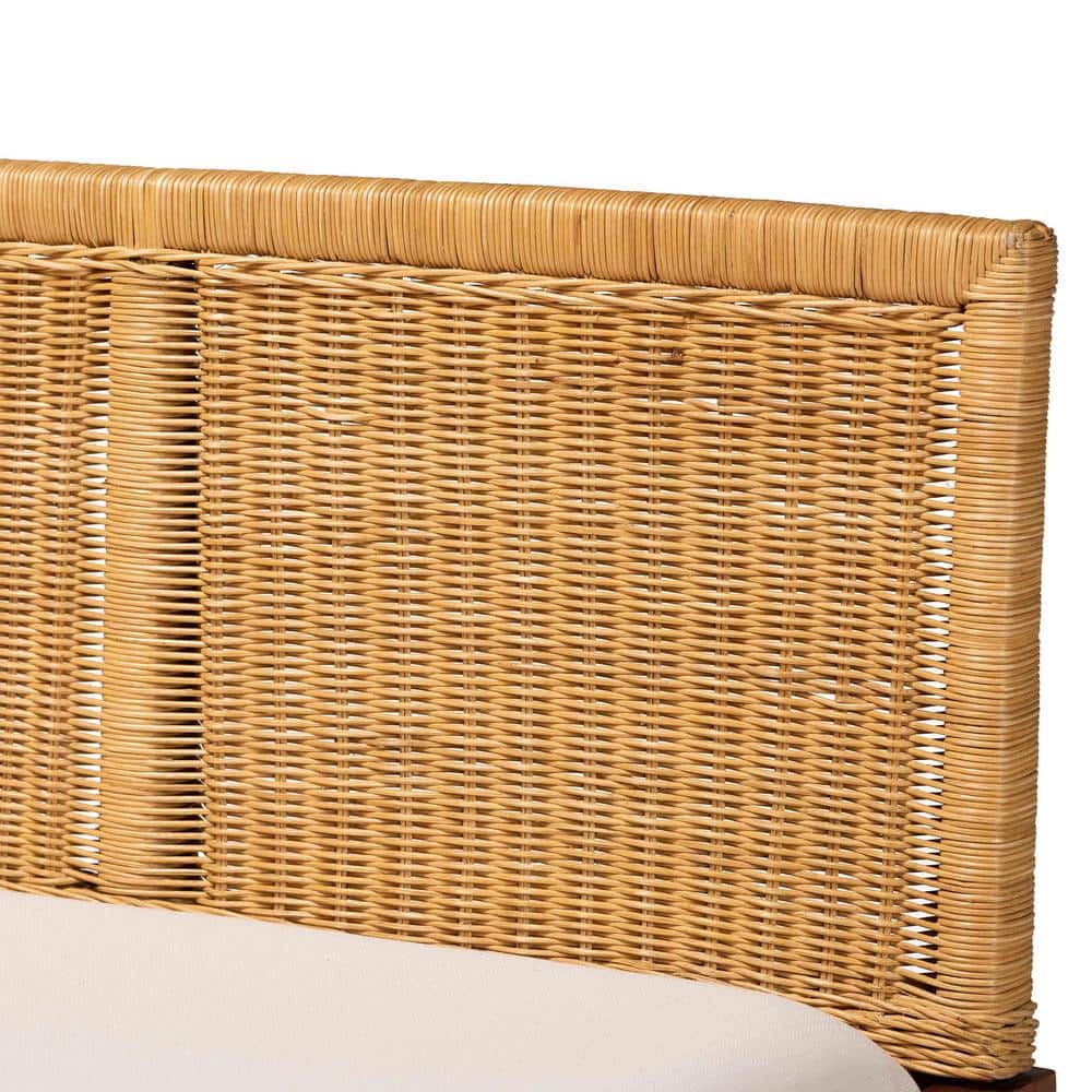 Tabanan Brown Rattan and Acacia Wood 2-Piece Corner Dining Nook Set